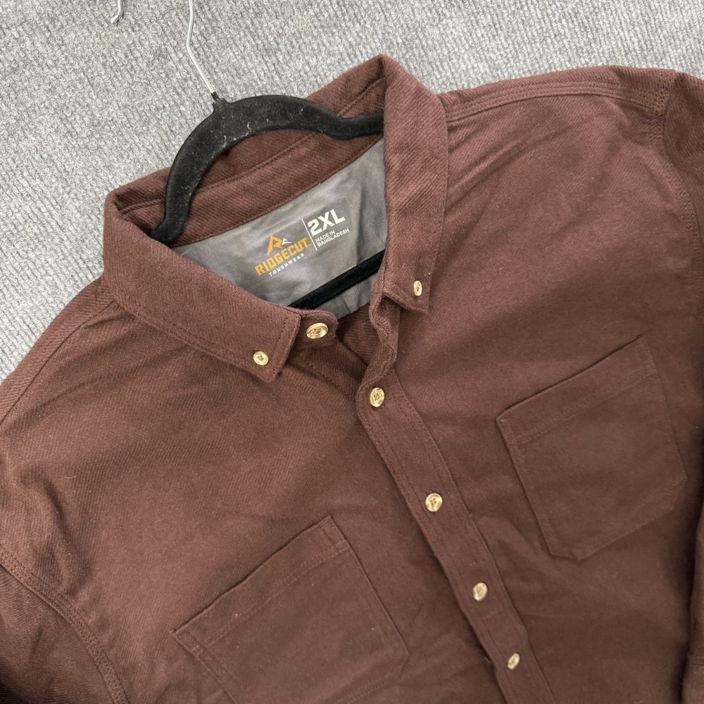 NWT Ridgecut Toughwear Heavy Flannel Shirt Mens 2XL Burgundy Cotton Work Shirt